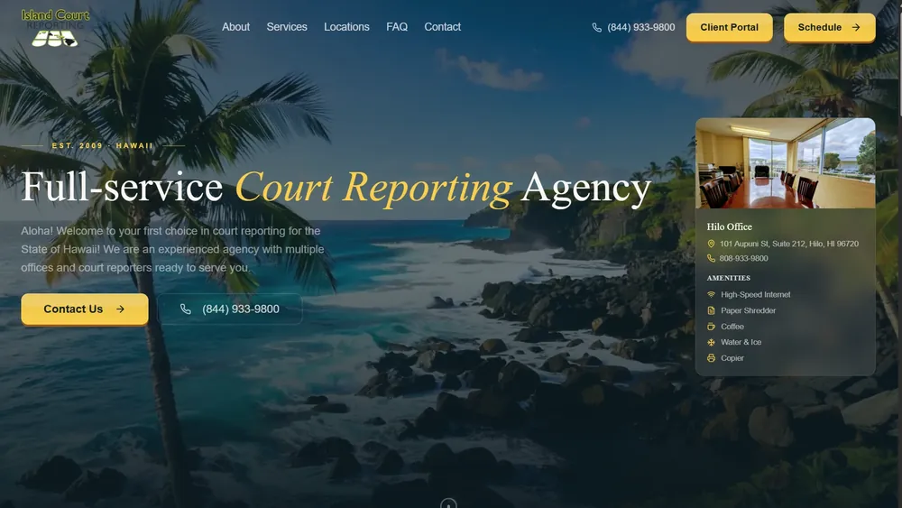 Island Court Reporting homepage: Full-service Court Reporting Agency