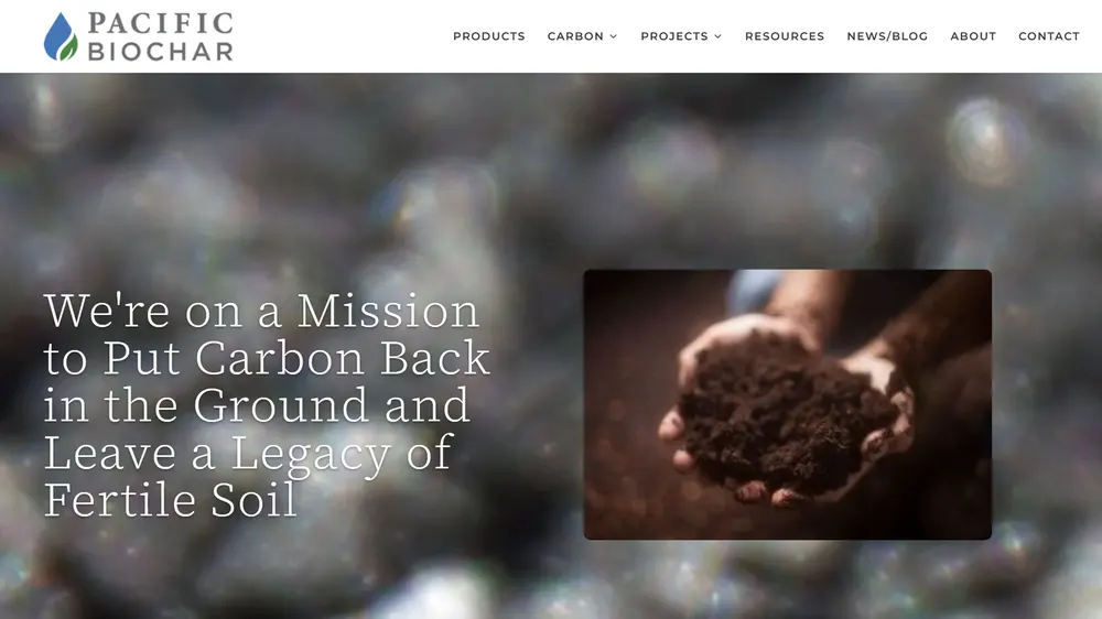 Pacific Biochar website screenshot