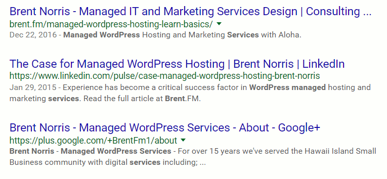 Google search results for "Managed WordPress Hosting"
